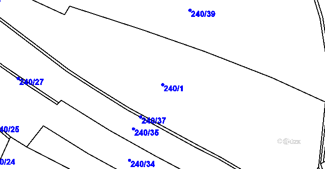 Parcela st. 240/1 v KÚ Hřmenín, Katastrální mapa
