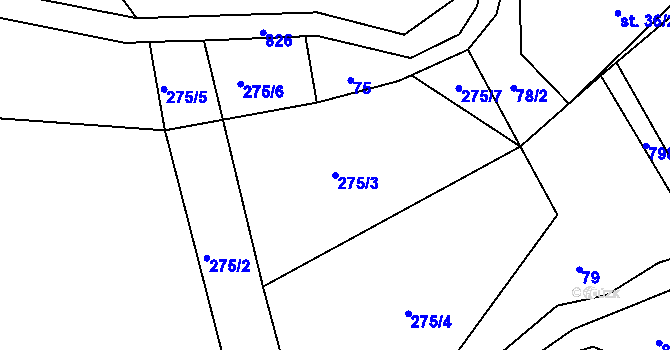 Parcela st. 275/3 v KÚ Hřmenín, Katastrální mapa