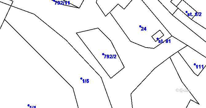 Parcela st. 792/2 v KÚ Hřmenín, Katastrální mapa