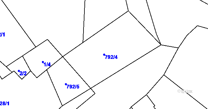Parcela st. 792/4 v KÚ Hřmenín, Katastrální mapa