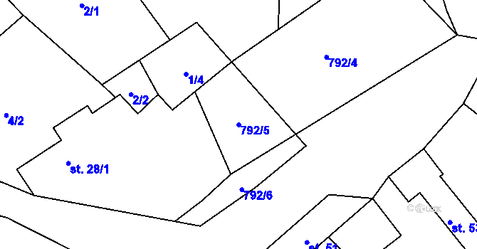 Parcela st. 792/5 v KÚ Hřmenín, Katastrální mapa