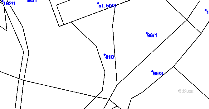 Parcela st. 810 v KÚ Hřmenín, Katastrální mapa