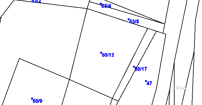 Parcela st. 50/12 v KÚ Hřmenín, Katastrální mapa