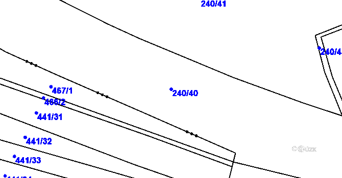 Parcela st. 240/40 v KÚ Hřmenín, Katastrální mapa
