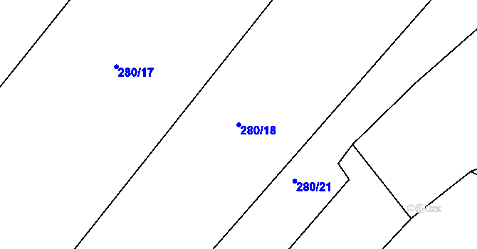 Parcela st. 280/18 v KÚ Hřmenín, Katastrální mapa