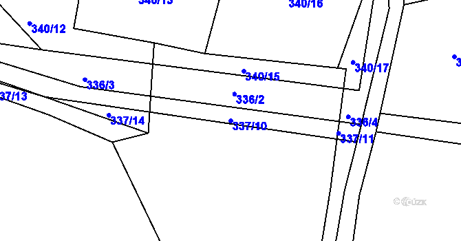 Parcela st. 337/10 v KÚ Hřmenín, Katastrální mapa