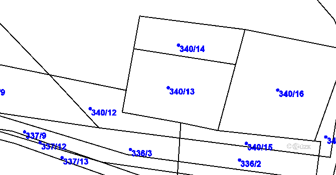 Parcela st. 340/13 v KÚ Hřmenín, Katastrální mapa
