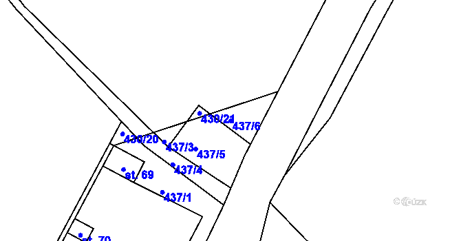 Parcela st. 437/6 v KÚ Hřmenín, Katastrální mapa