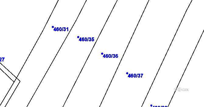 Parcela st. 460/36 v KÚ Hřmenín, Katastrální mapa