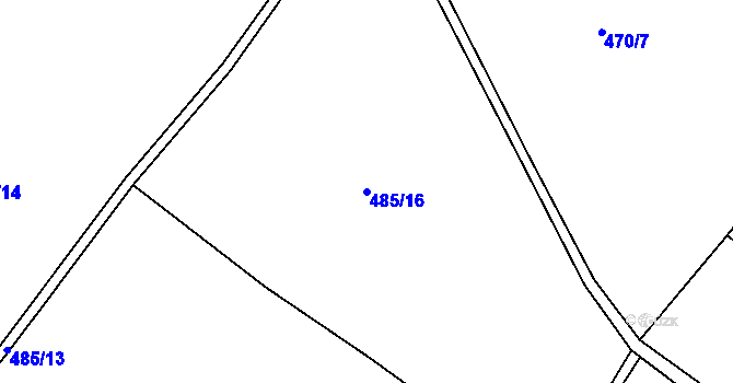 Parcela st. 485/16 v KÚ Hřmenín, Katastrální mapa