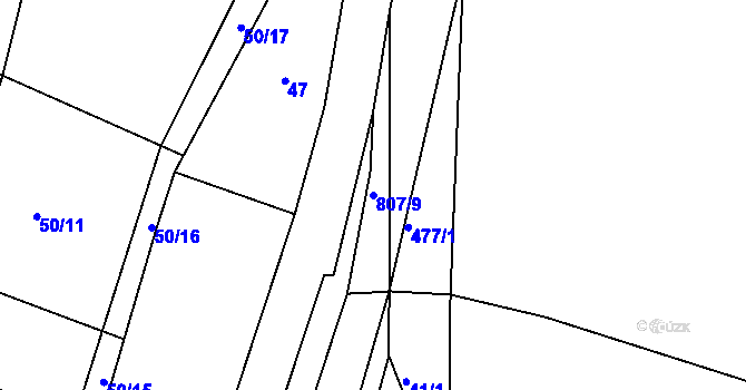 Parcela st. 807/9 v KÚ Hřmenín, Katastrální mapa