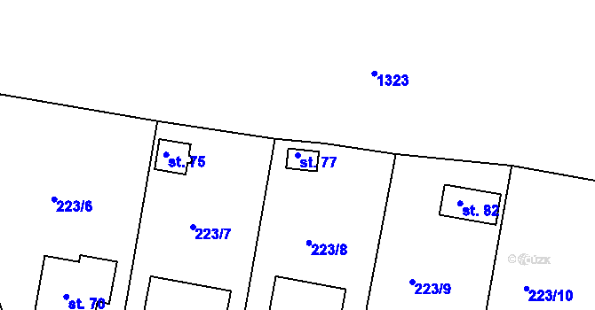 Parcela st. 77 v KÚ Hubenov, Katastrální mapa