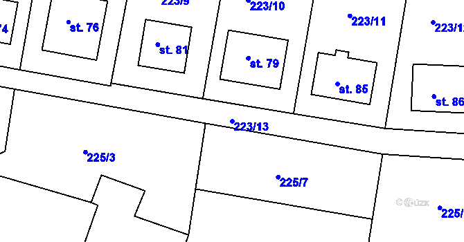 Parcela st. 223/13 v KÚ Hubenov, Katastrální mapa