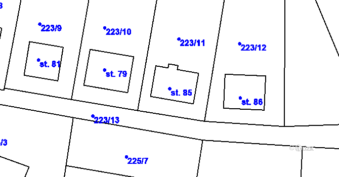 Parcela st. 85 v KÚ Hubenov, Katastrální mapa