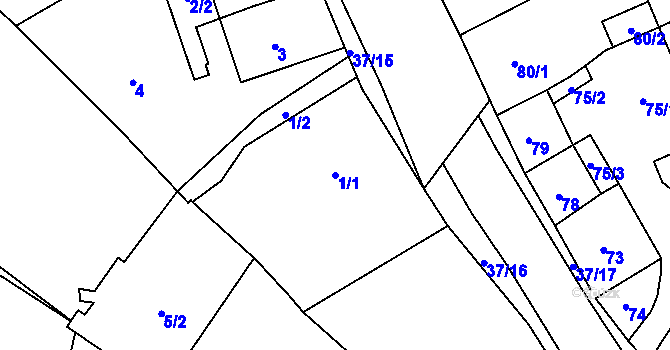 Parcela st. 1/1 v KÚ Hudcov, Katastrální mapa