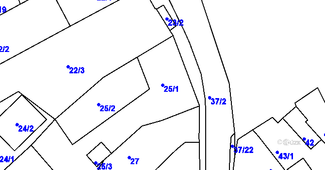 Parcela st. 25/1 v KÚ Hudcov, Katastrální mapa