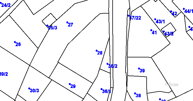 Parcela st. 28 v KÚ Hudcov, Katastrální mapa