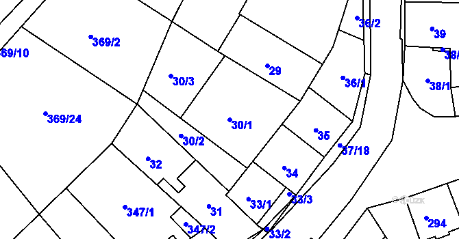 Parcela st. 30/1 v KÚ Hudcov, Katastrální mapa