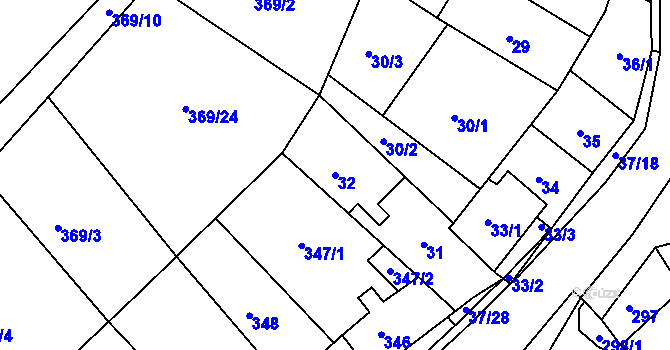 Parcela st. 32 v KÚ Hudcov, Katastrální mapa