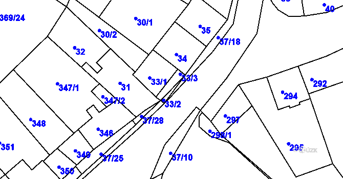 Parcela st. 33/2 v KÚ Hudcov, Katastrální mapa