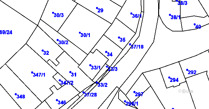 Parcela st. 34 v KÚ Hudcov, Katastrální mapa