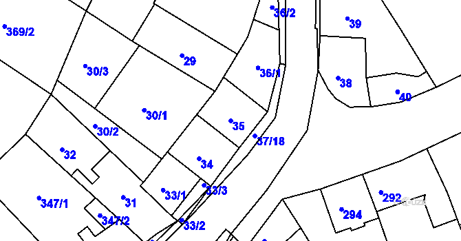 Parcela st. 35 v KÚ Hudcov, Katastrální mapa