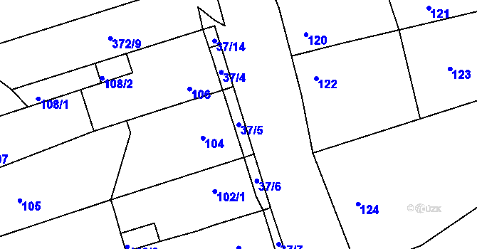 Parcela st. 37/5 v KÚ Hudcov, Katastrální mapa
