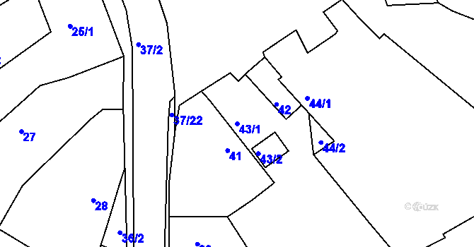 Parcela st. 43/1 v KÚ Hudcov, Katastrální mapa