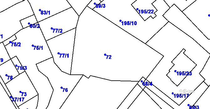 Parcela st. 72 v KÚ Hudcov, Katastrální mapa