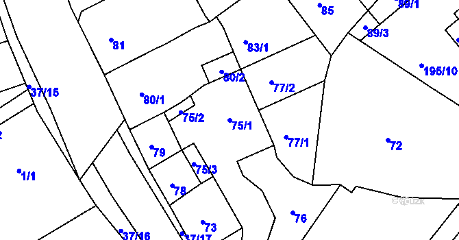Parcela st. 75/1 v KÚ Hudcov, Katastrální mapa