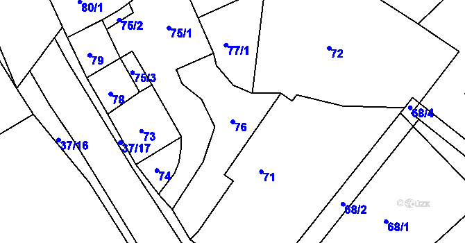 Parcela st. 76 v KÚ Hudcov, Katastrální mapa