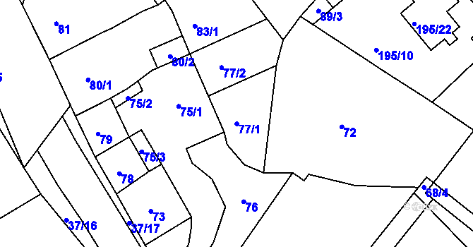 Parcela st. 77/1 v KÚ Hudcov, Katastrální mapa