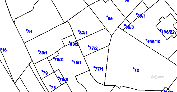 Parcela st. 77/2 v KÚ Hudcov, Katastrální mapa