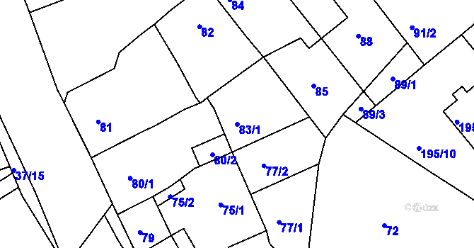 Parcela st. 83/1 v KÚ Hudcov, Katastrální mapa