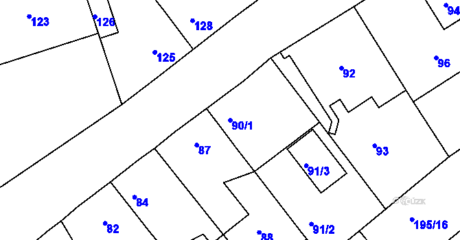 Parcela st. 90/1 v KÚ Hudcov, Katastrální mapa