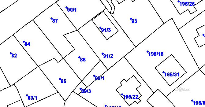 Parcela st. 91/2 v KÚ Hudcov, Katastrální mapa
