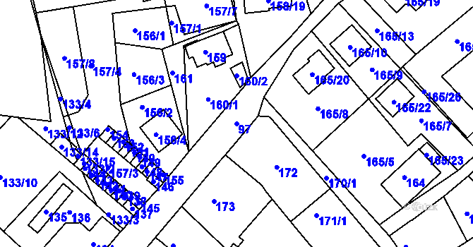 Parcela st. 97 v KÚ Hudcov, Katastrální mapa