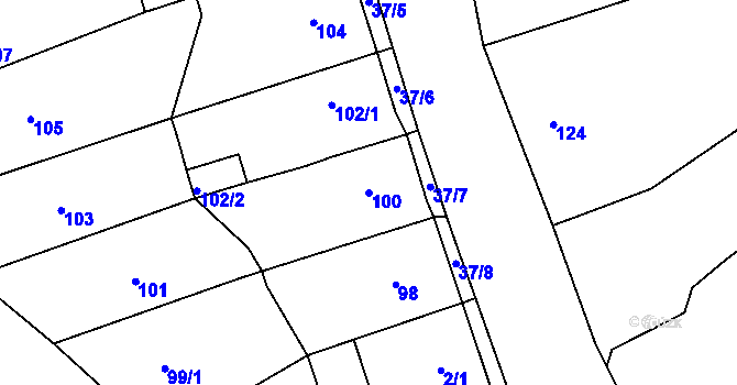 Parcela st. 100 v KÚ Hudcov, Katastrální mapa