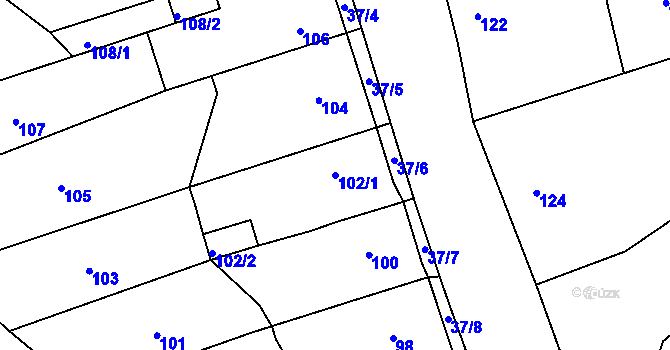 Parcela st. 102/1 v KÚ Hudcov, Katastrální mapa