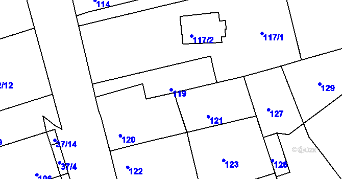 Parcela st. 119 v KÚ Hudcov, Katastrální mapa