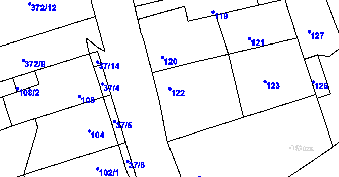 Parcela st. 122 v KÚ Hudcov, Katastrální mapa