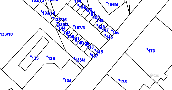 Parcela st. 138 v KÚ Hudcov, Katastrální mapa