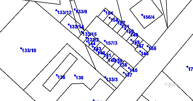 Parcela st. 142 v KÚ Hudcov, Katastrální mapa