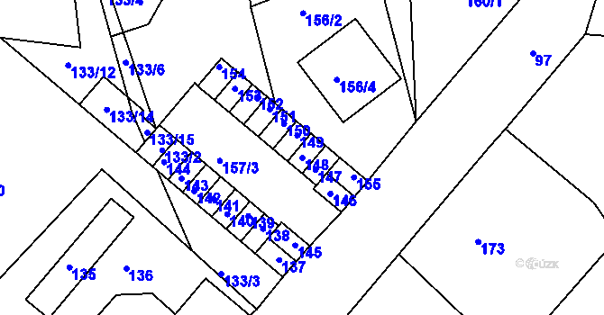 Parcela st. 148 v KÚ Hudcov, Katastrální mapa