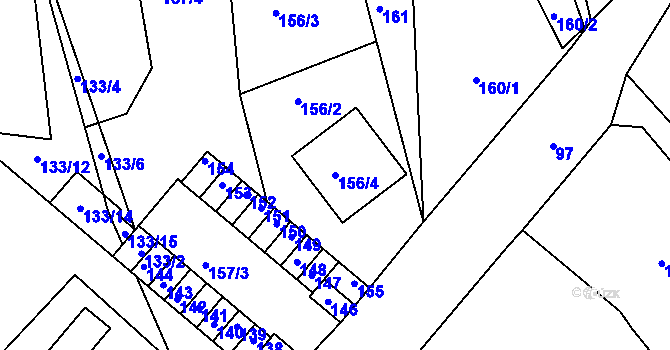 Parcela st. 156/4 v KÚ Hudcov, Katastrální mapa