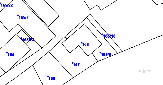 Parcela st. 166 v KÚ Hudcov, Katastrální mapa