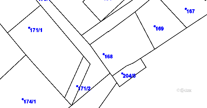 Parcela st. 168 v KÚ Hudcov, Katastrální mapa