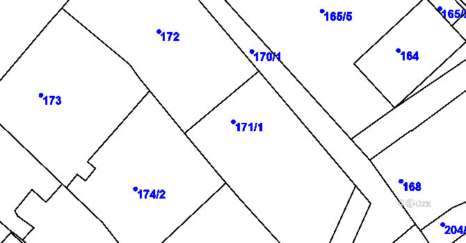 Parcela st. 171/1 v KÚ Hudcov, Katastrální mapa