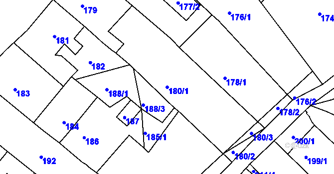 Parcela st. 180/1 v KÚ Hudcov, Katastrální mapa