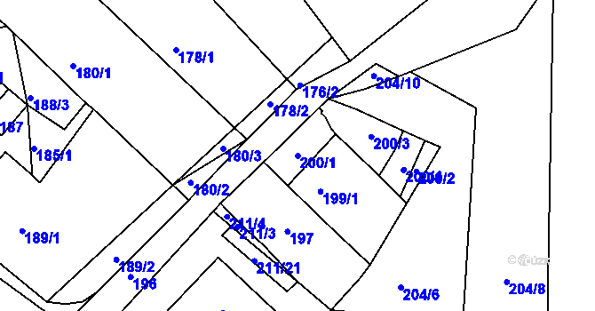 Parcela st. 200/1 v KÚ Hudcov, Katastrální mapa